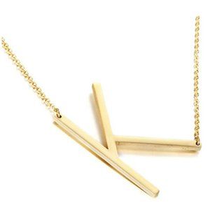 K L M N O Stainless Steel Gold Initial Necklace